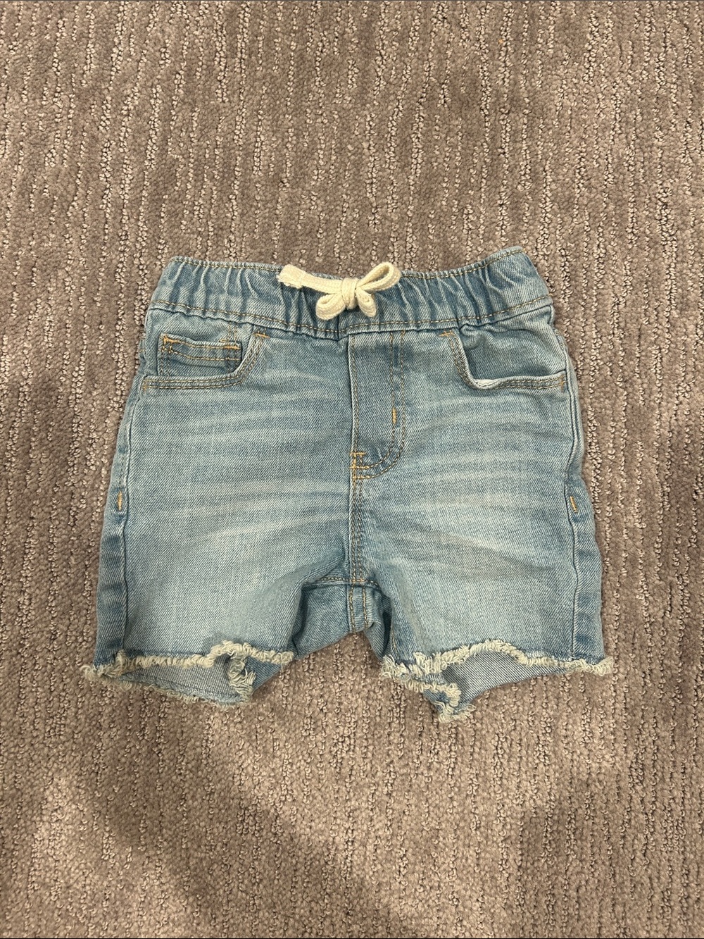 Old Navy Light Blue Denim Drawstring Shorts with Frayed Hem